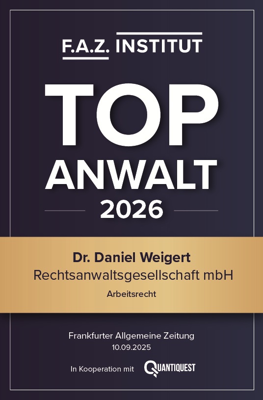 FAZ Siegel Top-Anwalt 2026 – Dr. Daniel Weigert